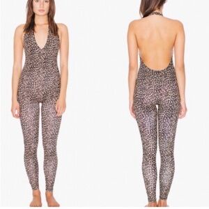 American Apparel Leopard Print halter jumpsuit/catsuit NWT